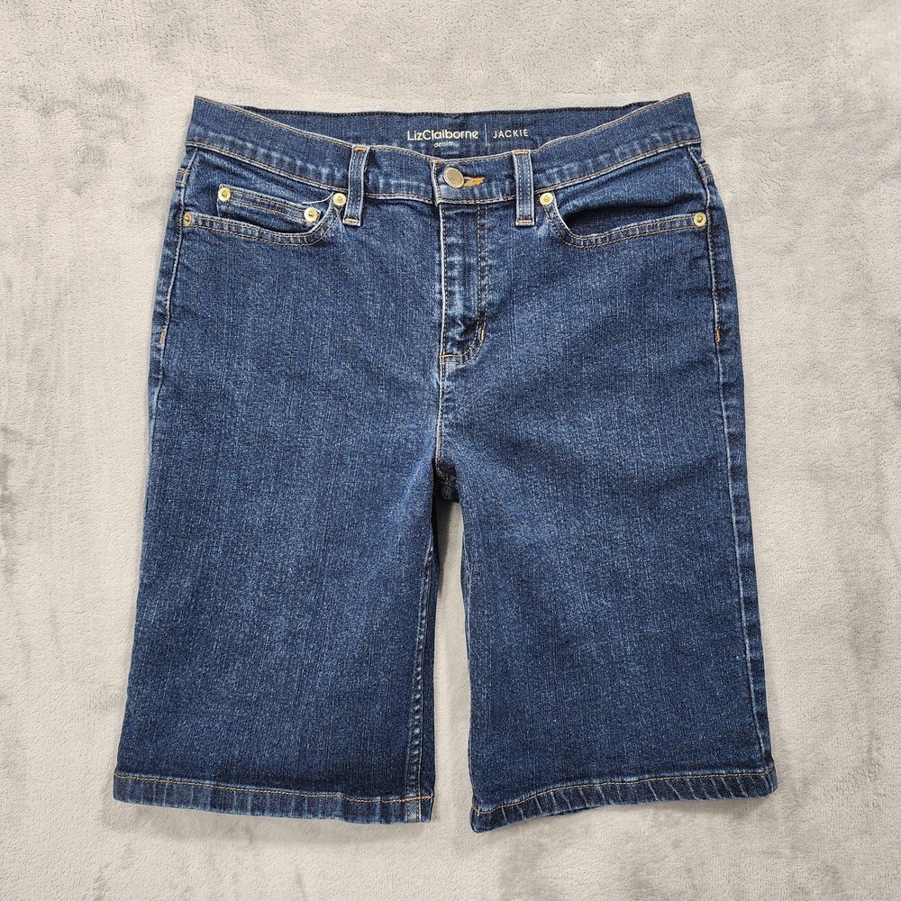 Liz Claiborne Shorts‎ Womens 8 Blue Bermuda Denim Jackie Stretch Casual Summer